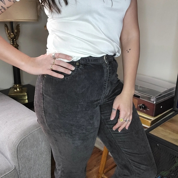 Vintage Y2K 2000s Corduroy Pants Eddie Bauer Womens Size Tall 8 Black - Picture 2 of 10
